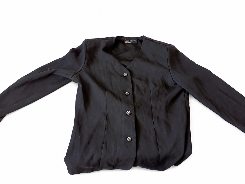Russell Kemp New York Made in USA Womens 16 Black Jacket Rhinestone Buttons